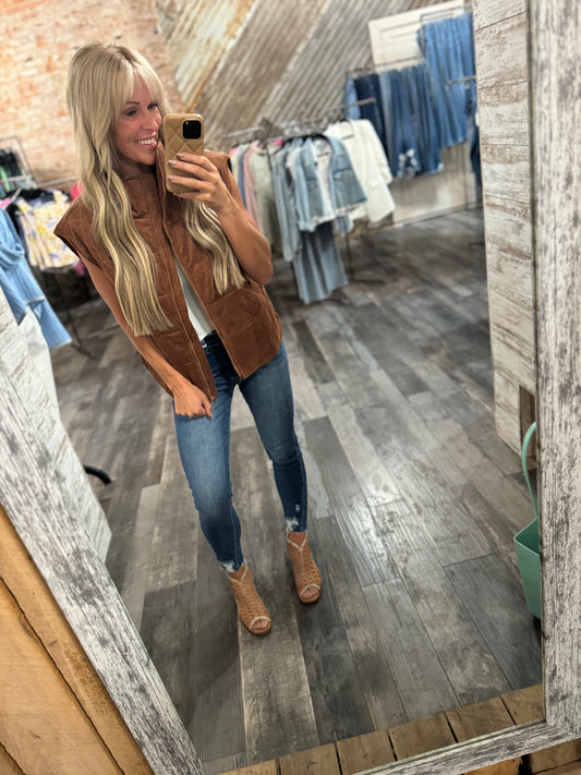 Corduroy Quilted Puffer Vest