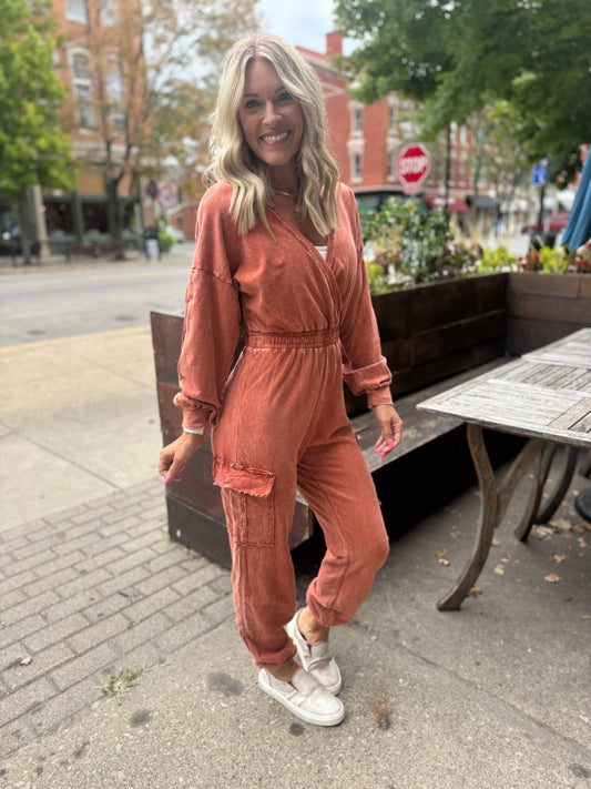 Mineral Wash Burnt Jumpsuit