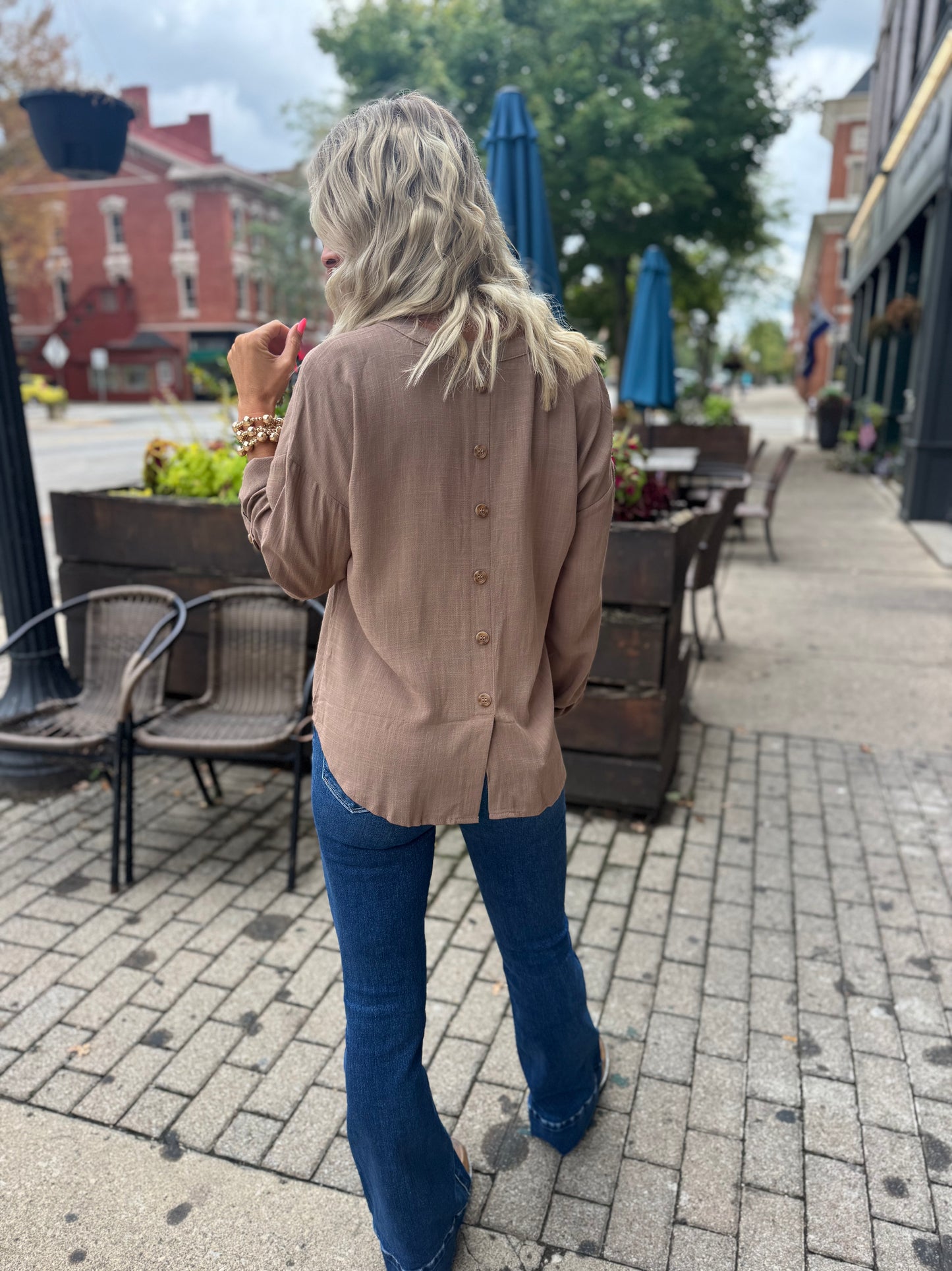 Mocha V-Cut Blouse
