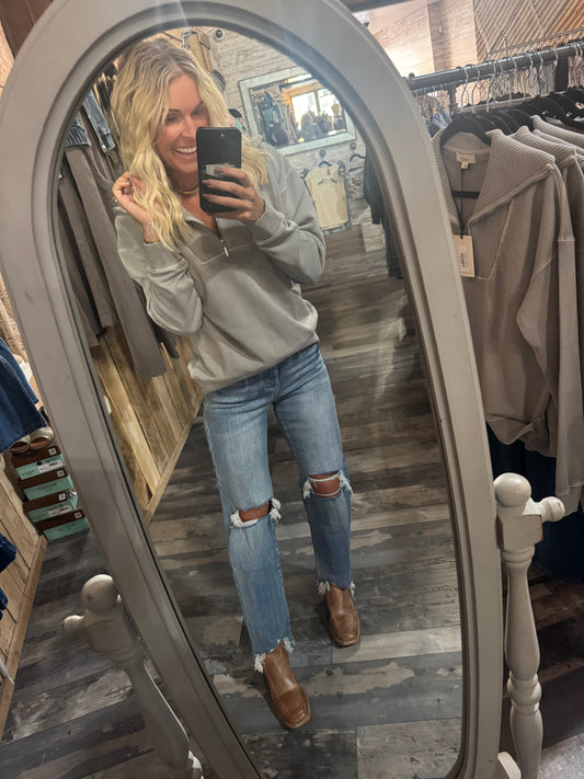 Slim Wide Leg Distress Hem