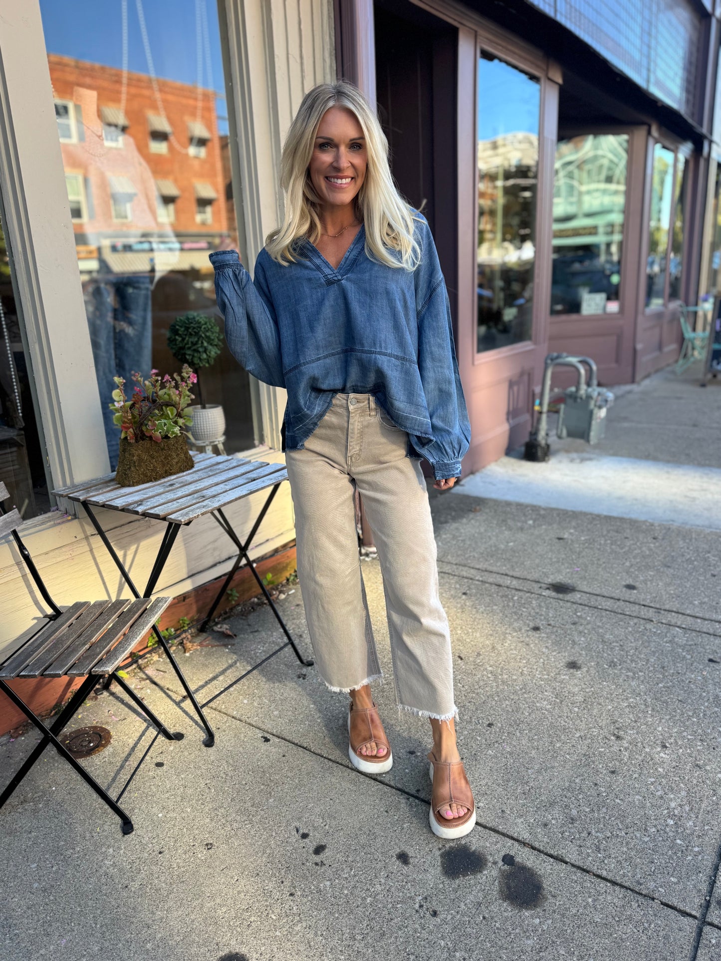 Henley Denim Top