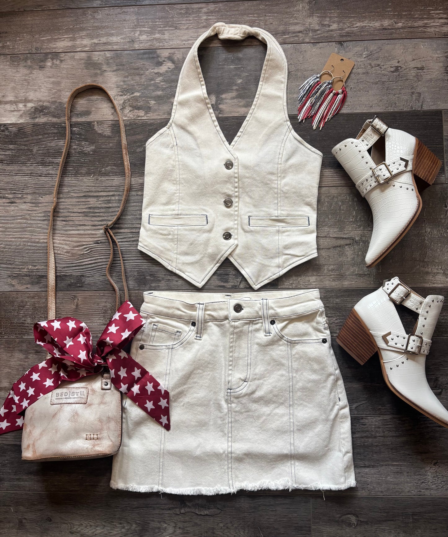 Denim White Skirt
