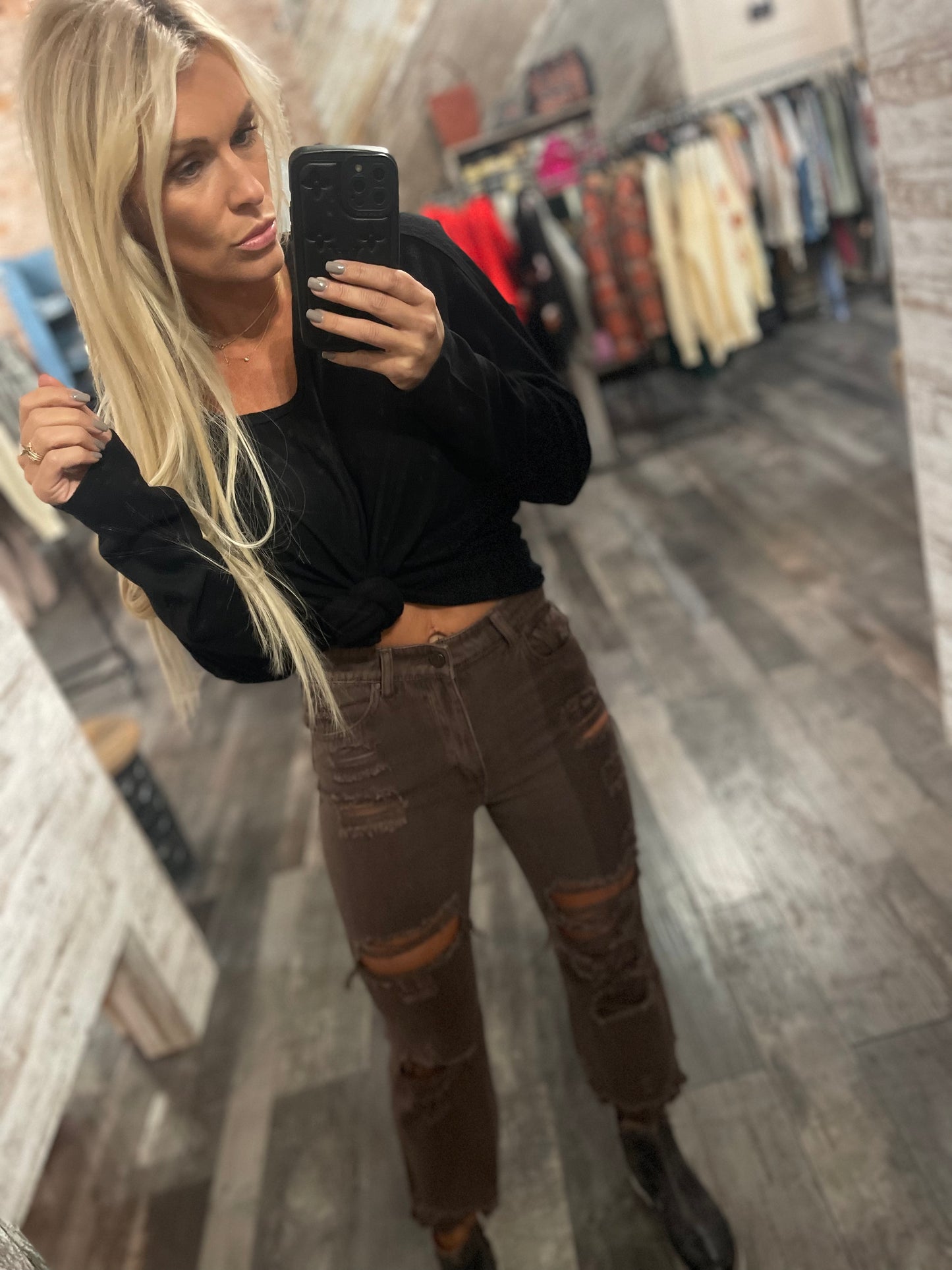 Mommas brown denim