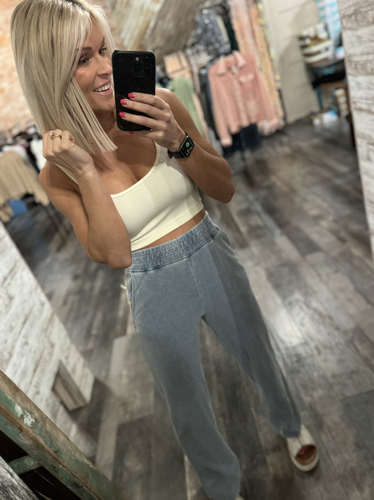 Denim Washed Terry Pant