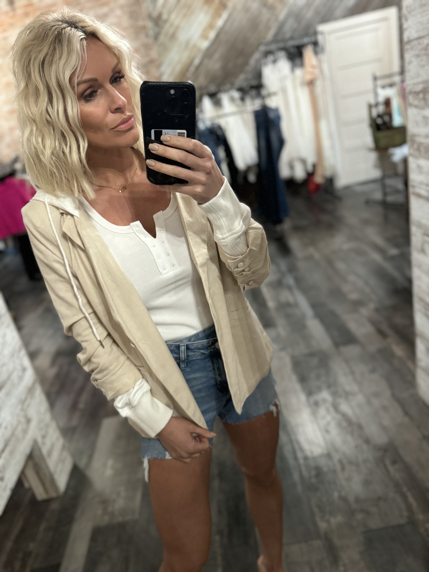 Linen Hooded Blazer