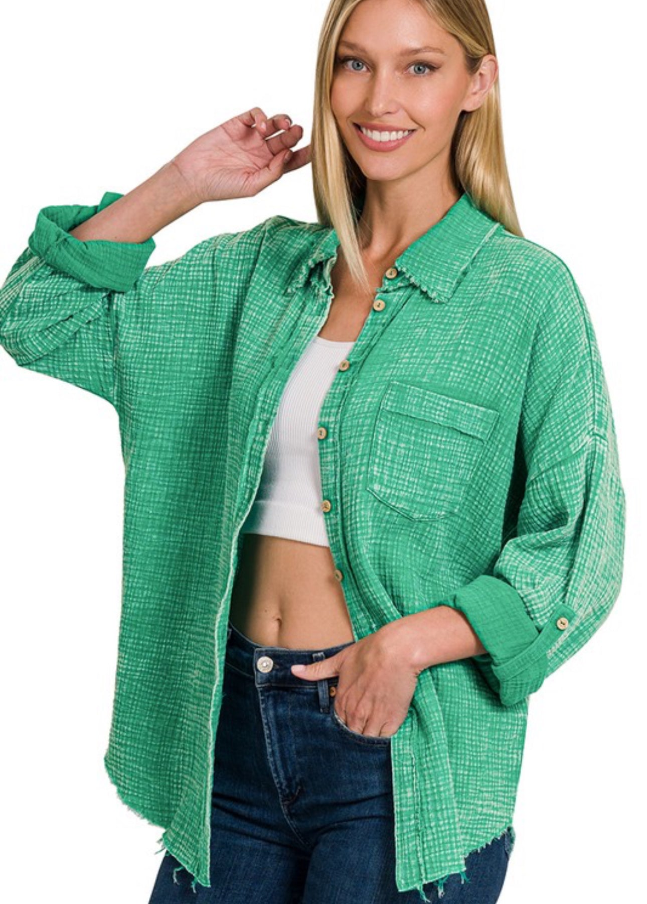 Washed Double Gauze Button Down