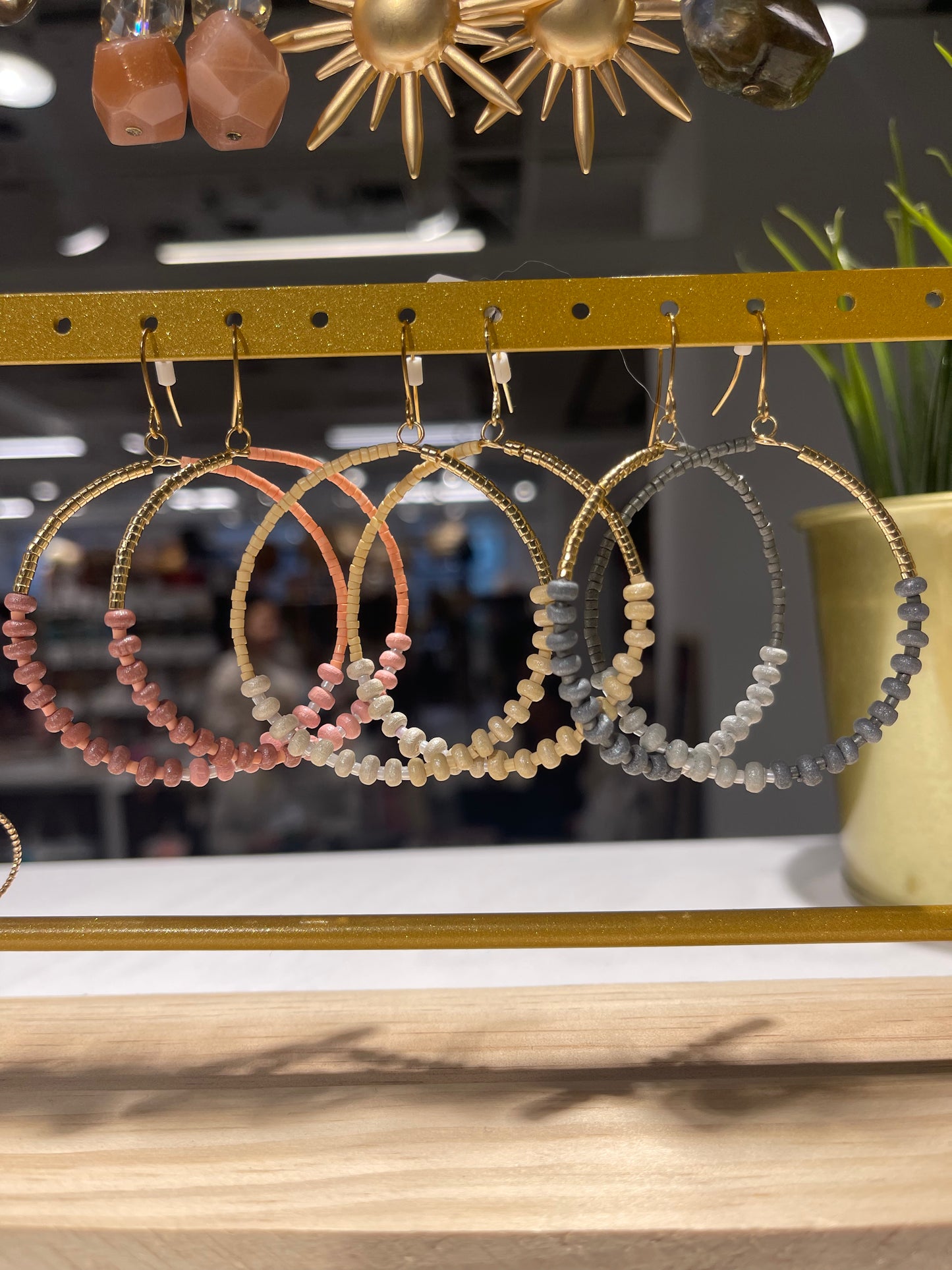 Wood & Seed Bead Earrings