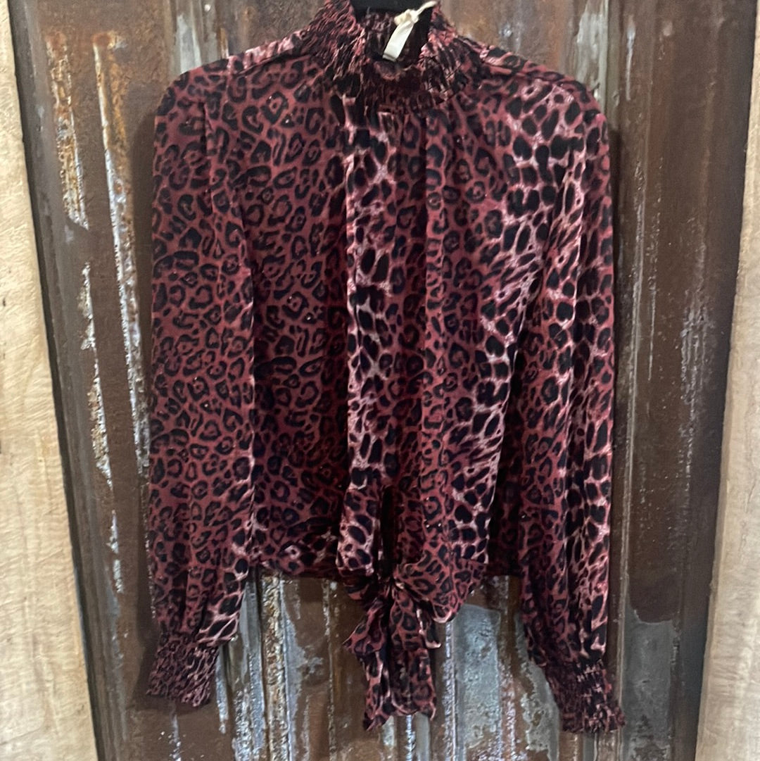 Dark Burgundy Leopard top