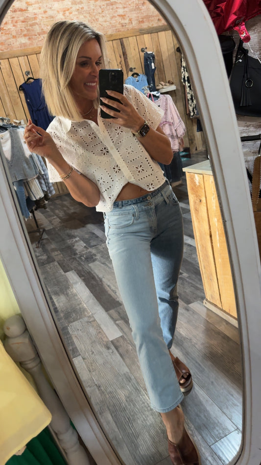 Janel Eyelet Top