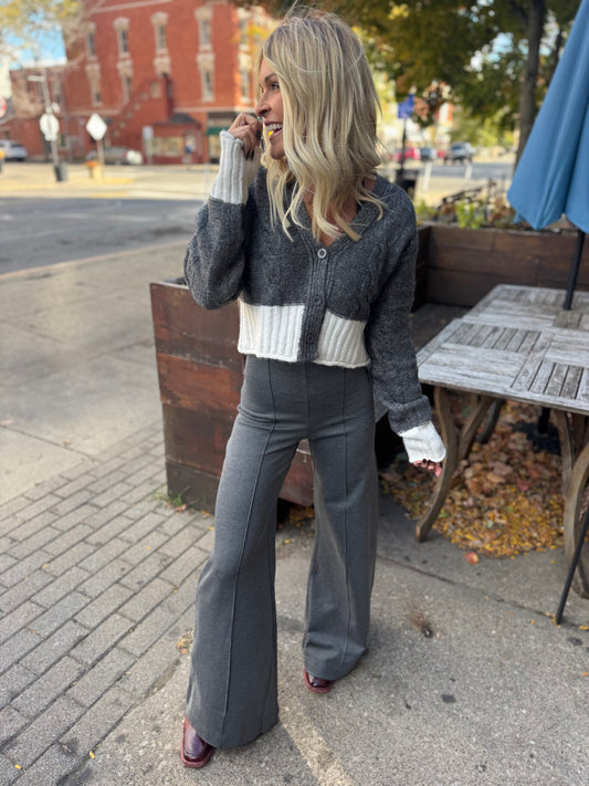Grey Colorblock Cardi