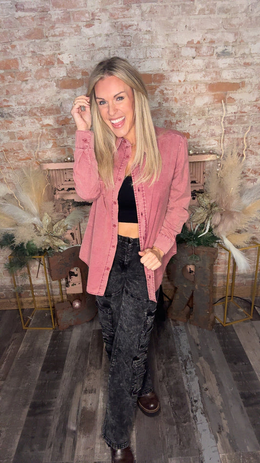 Collared Washed Out Button up