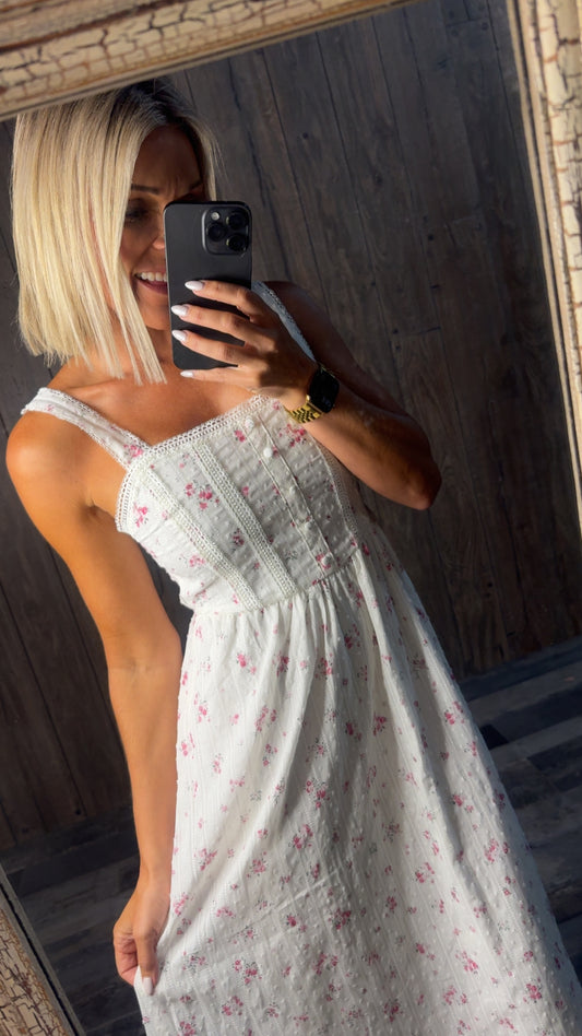 Pink Floral Clip Dot