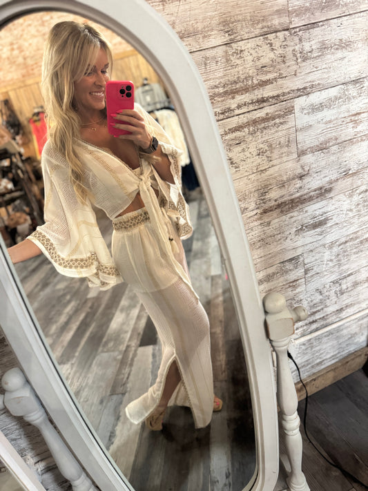 Gold Textured Pant