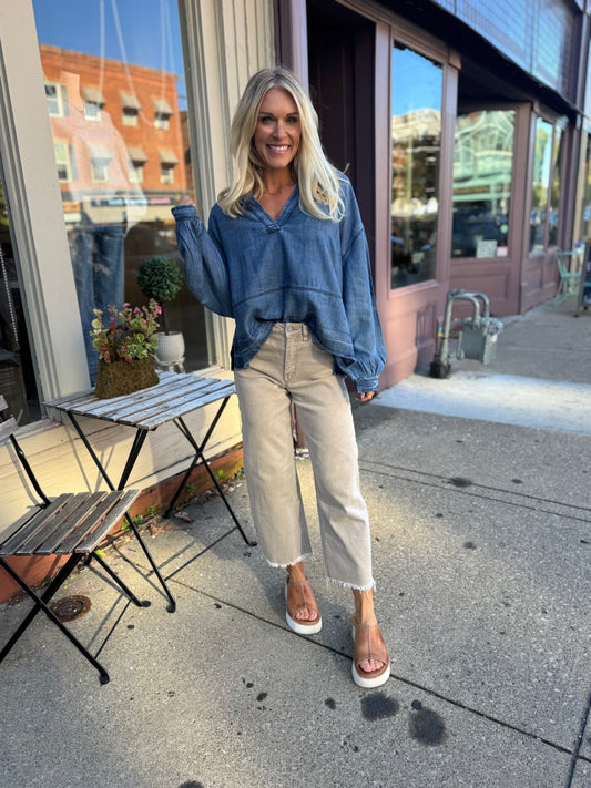 Henley Denim Top