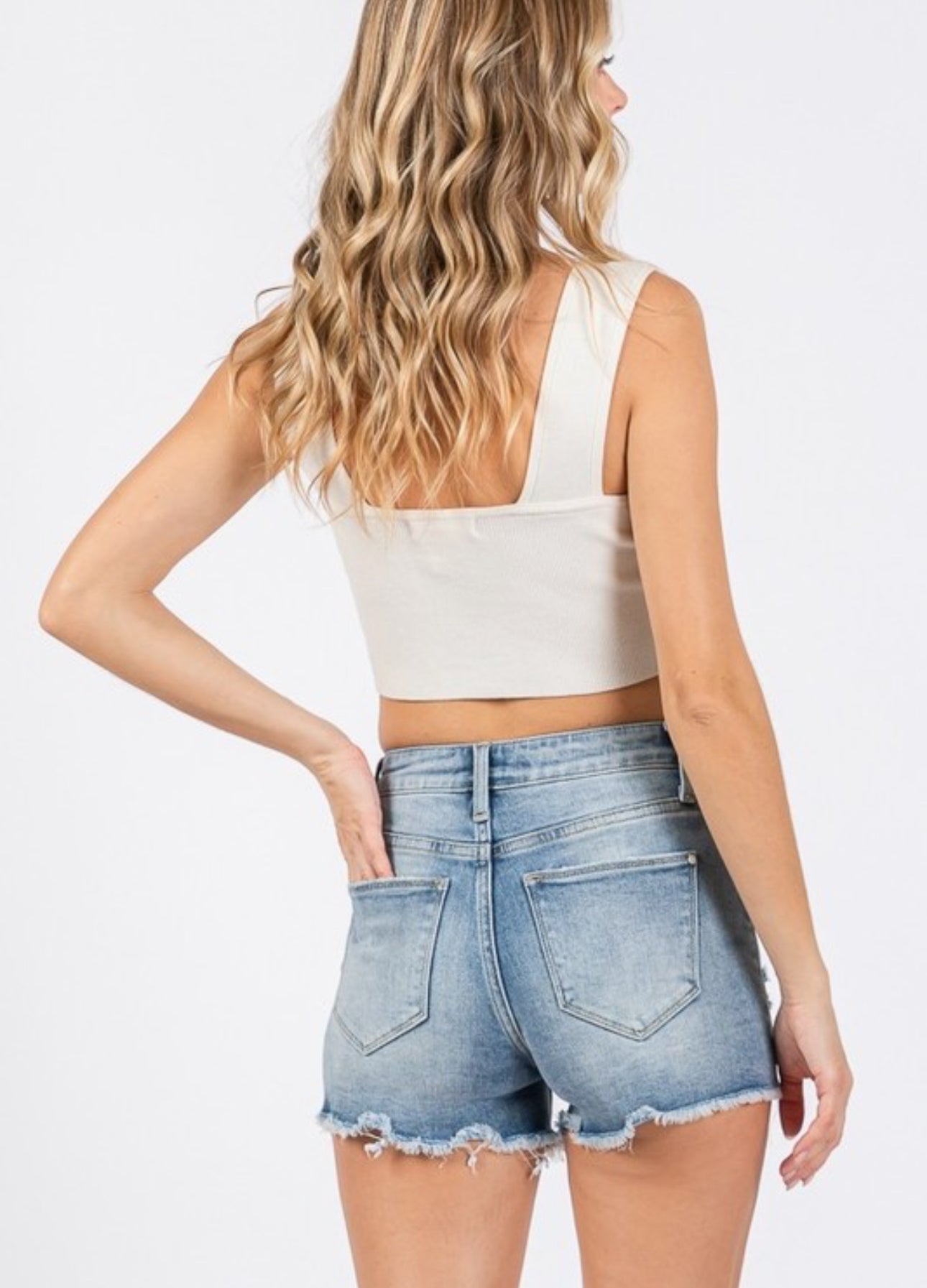 Patched Denim Shorts