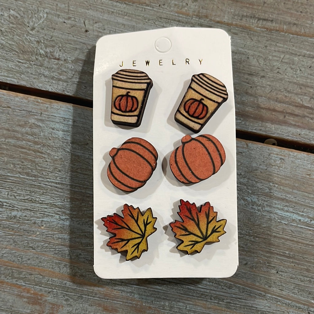 Fall 3pc wooded earrings
