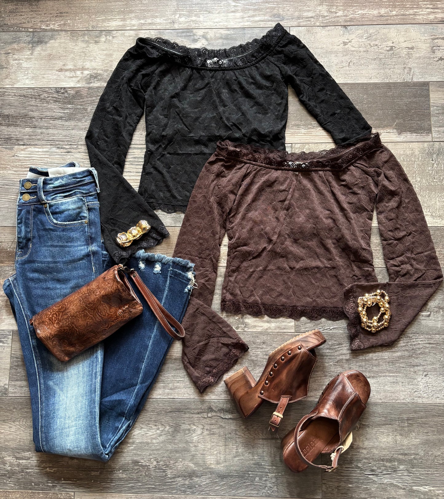 Lace Scalloped Off Shoulder