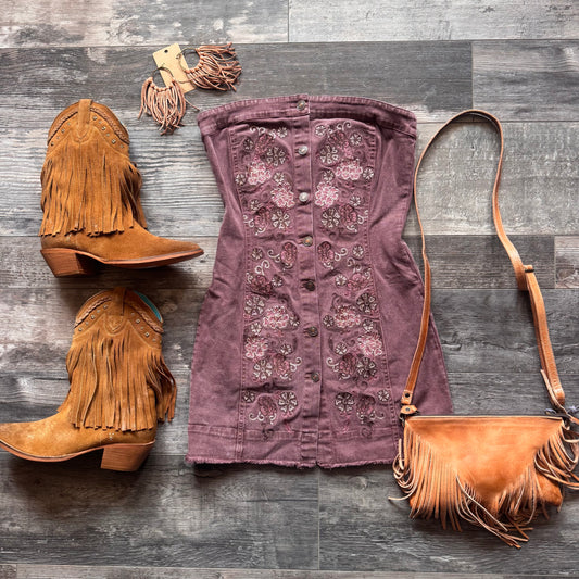 Embroidery Denim Dress