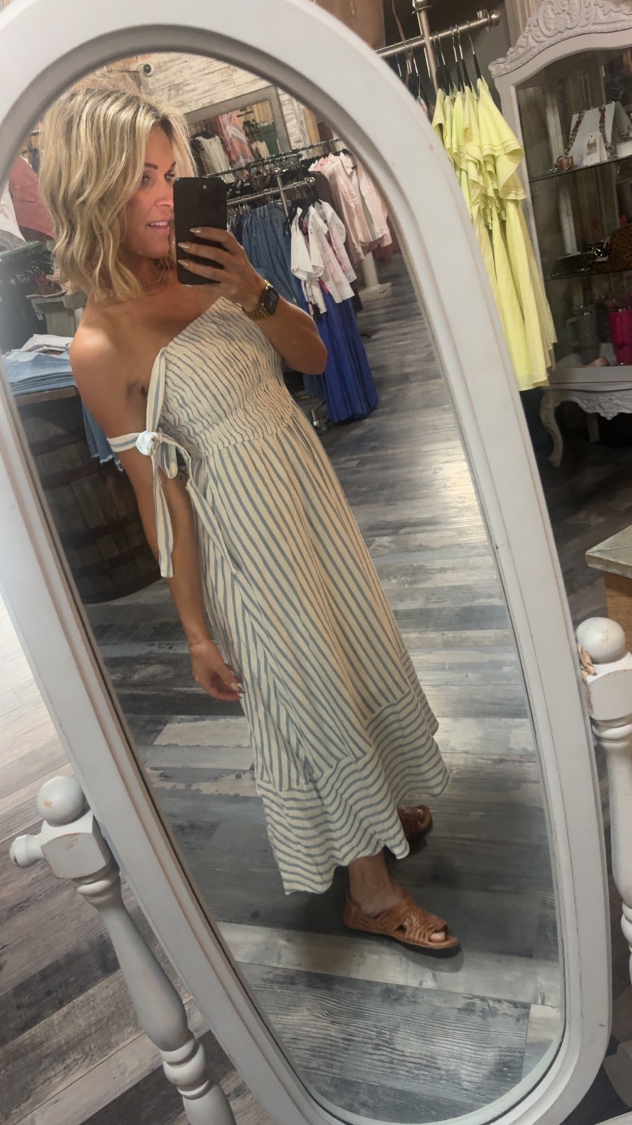 Blue Basque Waist Maxi