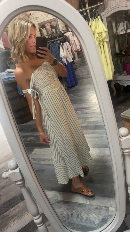 Blue Basque Waist Maxi