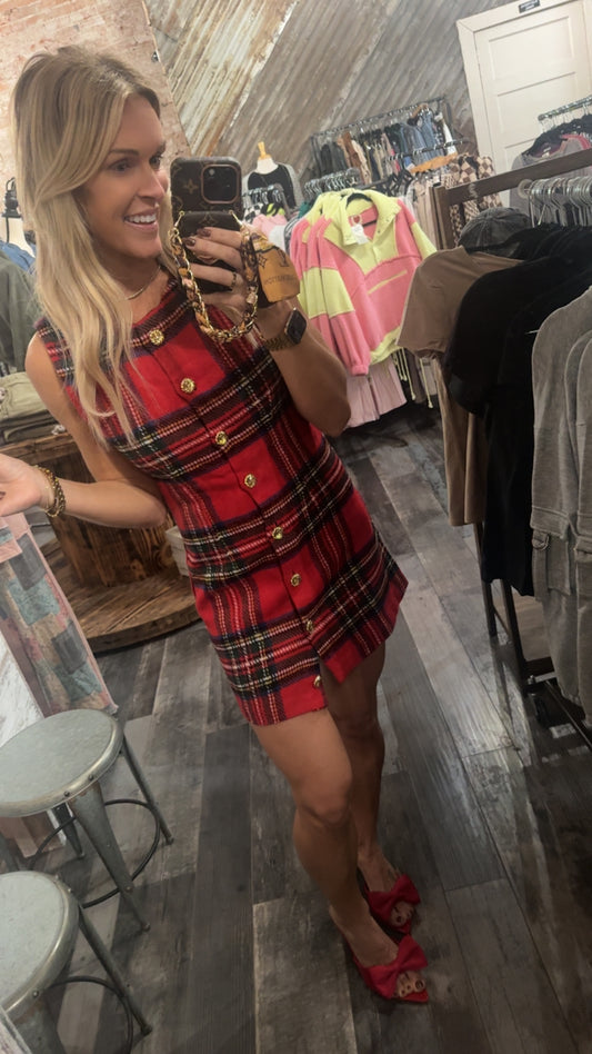 Plaid Sleeveless Mini