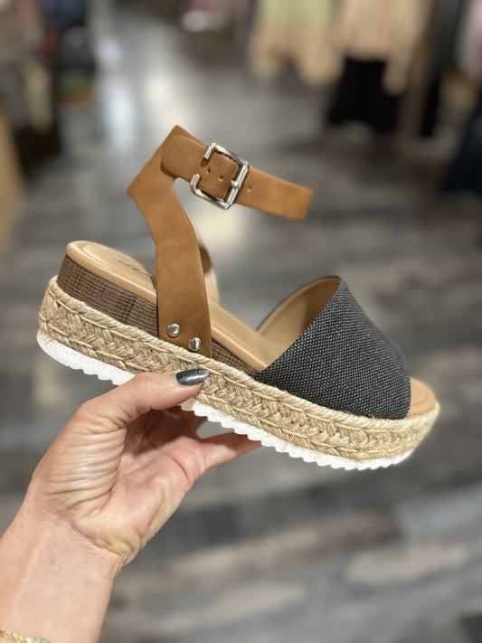 Black Denim Wedge