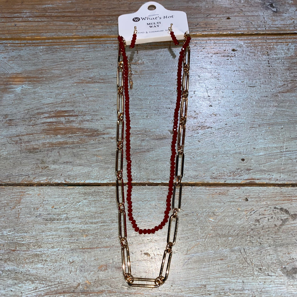 Bead & Gold Link Necklace