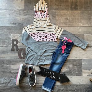 Color block hooded long sleeve